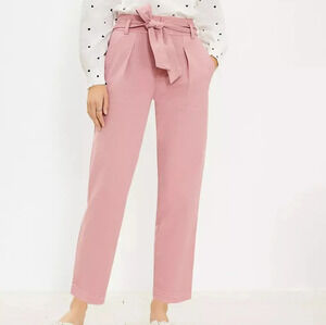 LOFT Tie Waist Straight Pants, Color Sutton Pink Size 8